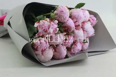 Букет из 15 розовых пионов
